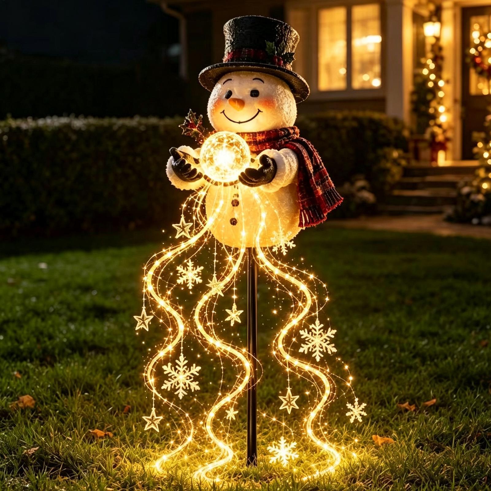 Lighting Christmas Decor - Christmas Pathway Lights 60cm Solar Snowman