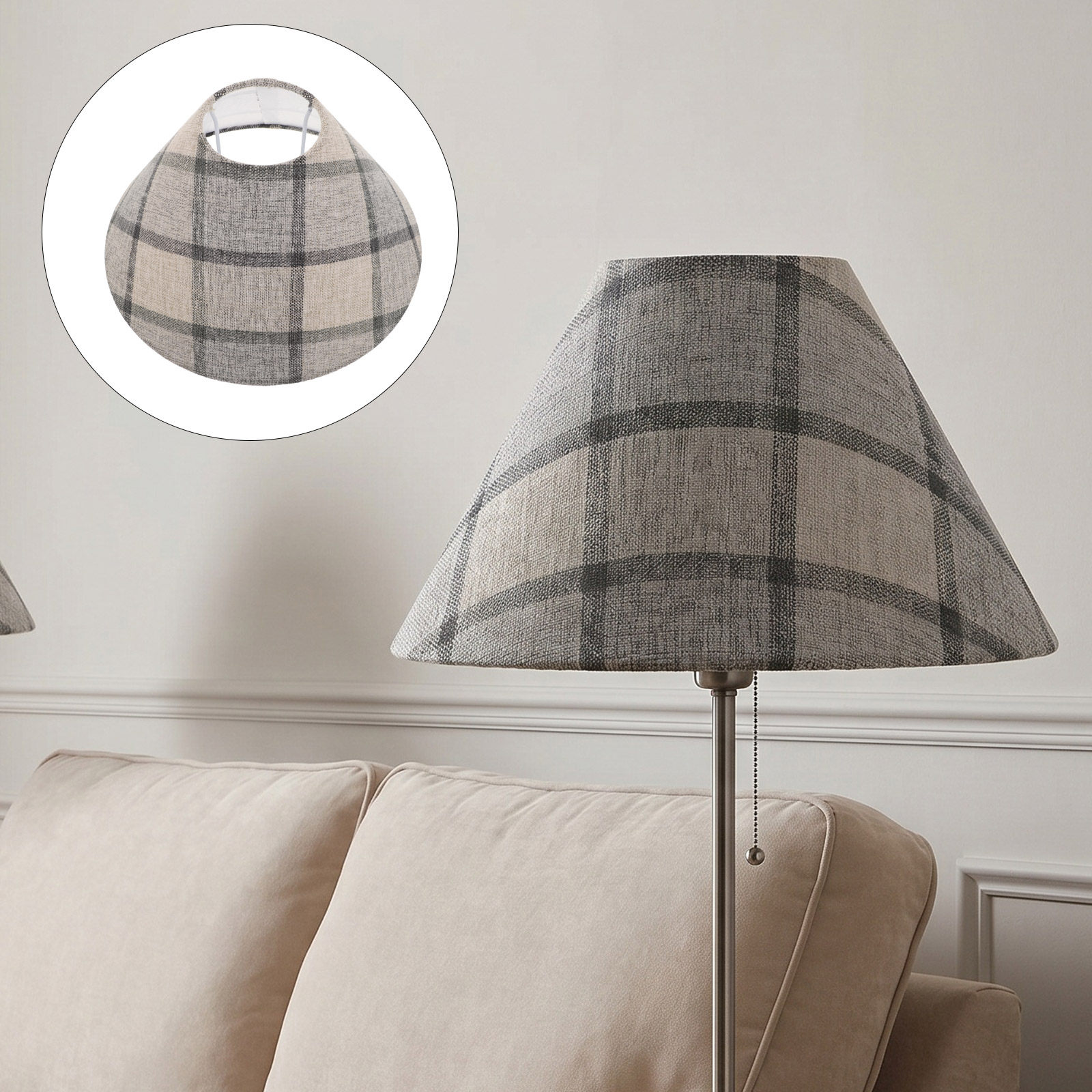 Timeless Plaid Fabric Drum Lam - Decor Timeless Lighting recension och pris