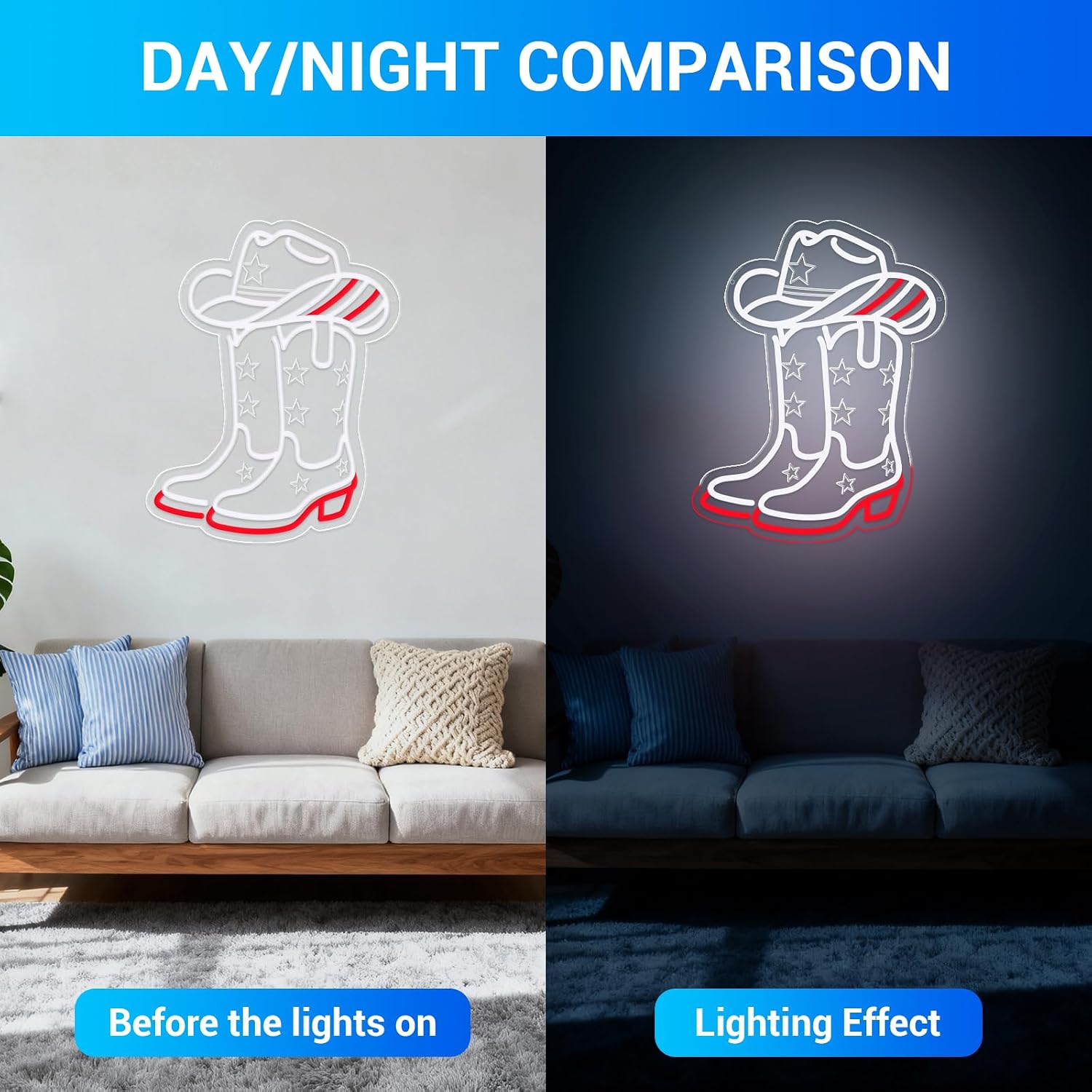 Cowboy Boots and Hat LED Neon  - Lighting Decoration Ideas recension och pris